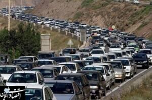 ترافیک سنگین در یکی از جاده های منتهی به شمال